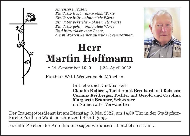 Traueranzeige Martin Hofmann