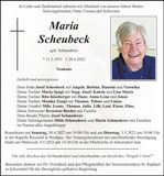 Traueranzeige Maria Scheubeck