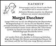 Traueranzeige Margot Daschner