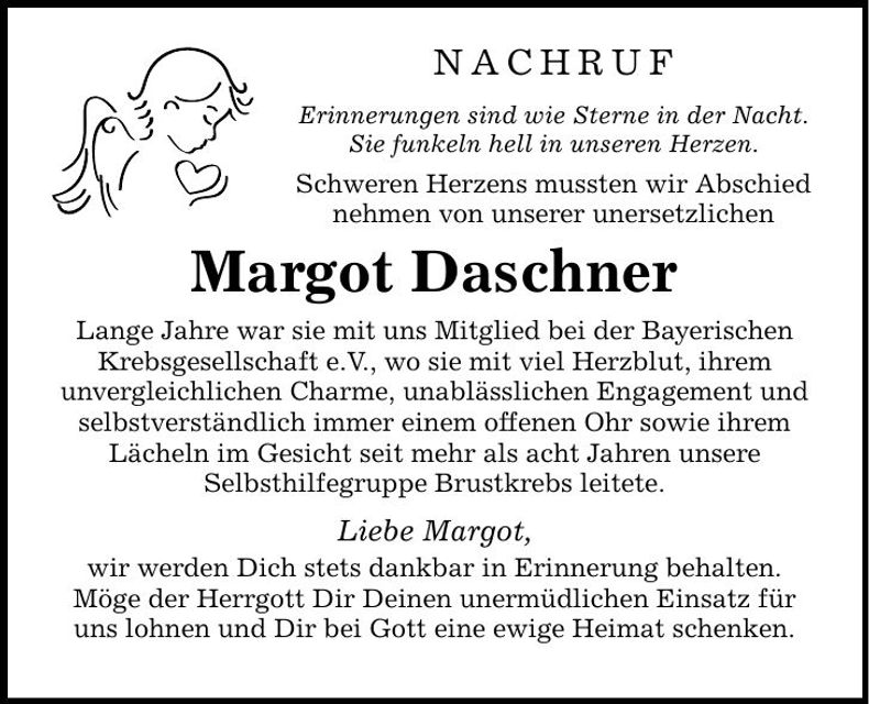Traueranzeige Margot Daschner