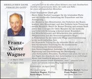 Traueranzeige Franz-Xaver Wagner