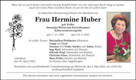 Traueranzeige Hermine Huber