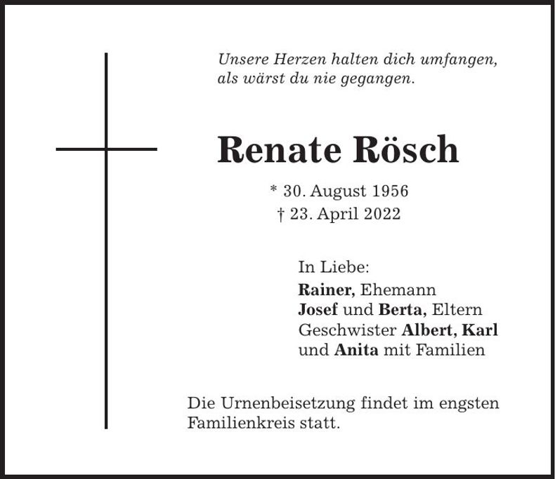 Traueranzeige Renate Rösch