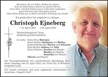 Traueranzeige Ejneberg Christoph