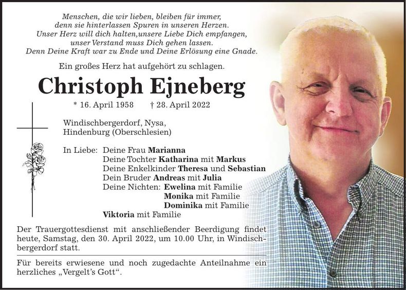 Traueranzeige Ejneberg Christoph