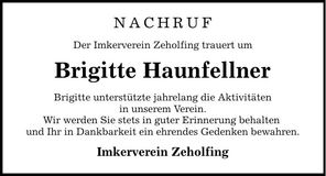 Traueranzeige Brigitte Haunfellner