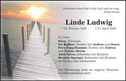 Traueranzeige Linde Ludwig