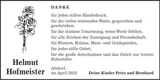 Traueranzeige Helmut Hofmeister