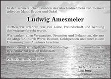 Traueranzeige Ludwig Amesmeier