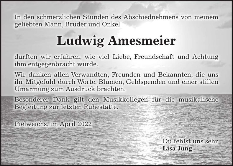 Traueranzeige Ludwig Amesmeier
