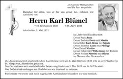 Traueranzeige Karl Blümel