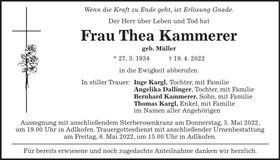 Traueranzeige Thea Kammerer