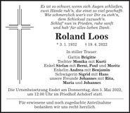 Traueranzeige Roland Loos