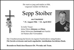 Traueranzeige Josef Stoiber