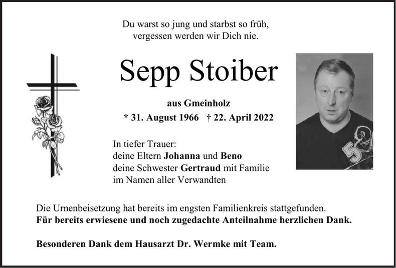 Traueranzeige Josef Stoiber