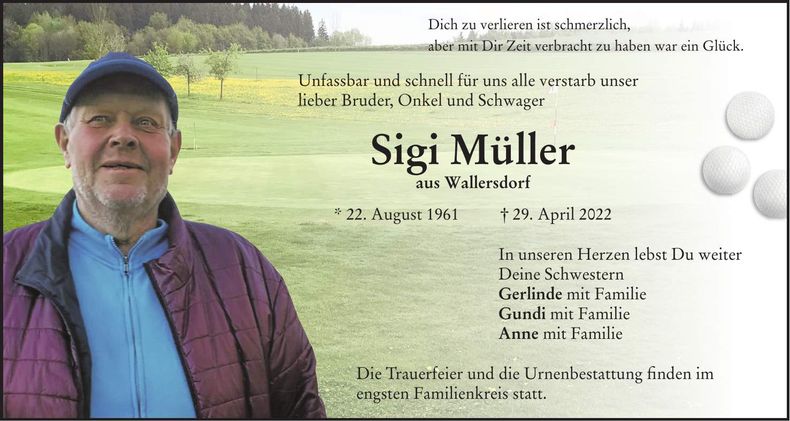 Traueranzeige Sigi Müller