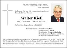 Traueranzeige Walter Kiefl