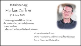 Traueranzeige Markus Daffner