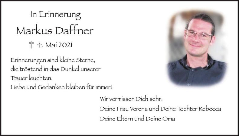 Traueranzeige Markus Daffner