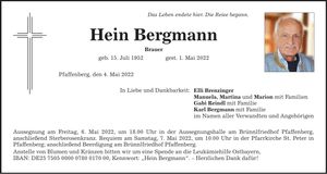 Traueranzeige Hein Bergmann