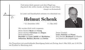 Traueranzeige Helmut Schenk