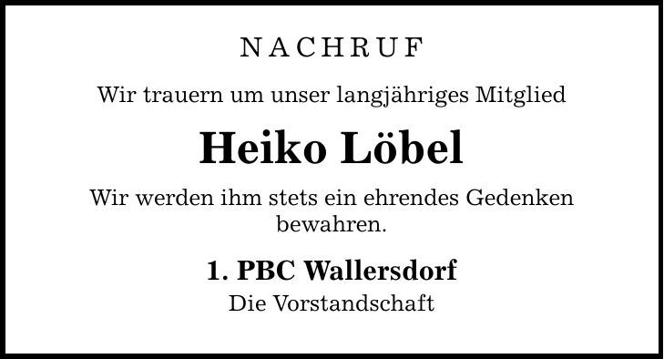 Traueranzeige Heiko Löbel