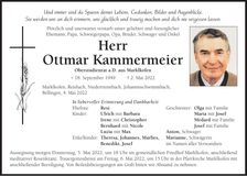 Traueranzeige Ottmar Kammermeier