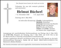 Traueranzeige Helmut Bücherl