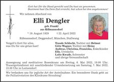 Traueranzeige Elli Dengler