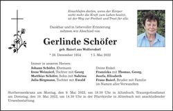 Traueranzeige Gerlinde Schöfer