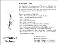 Traueranzeige Ehrenfried Fechner