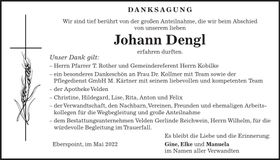 Traueranzeige Johann Dengl