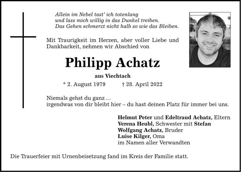Traueranzeige Phillipp Achatz