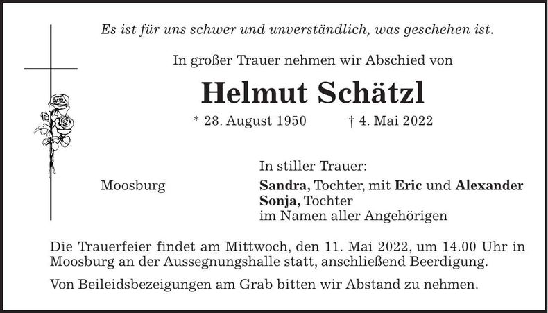 Traueranzeige Helmut Schätzl