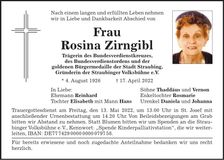 Traueranzeige Rosina Zirngibl