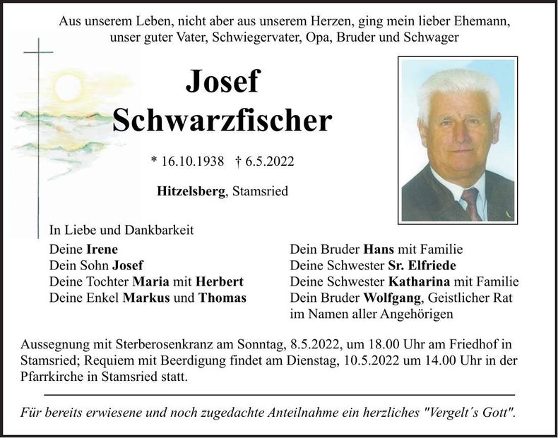 Traueranzeige Josef Schwarzfischer