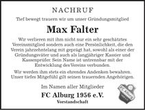 Traueranzeige Max Falter