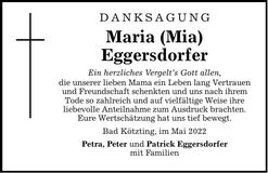 Traueranzeige Maria Mia Eggersdorfer