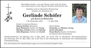 Traueranzeige Gerlinde Schöfer