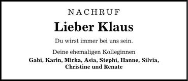 Traueranzeige Klaus Siebert