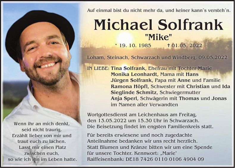 Traueranzeige Michael Solfrank