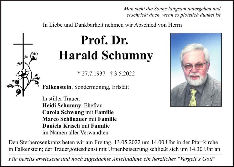 Traueranzeige Harald Prof. Dr. Schumny
