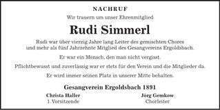 Traueranzeige Rudolf Simmerl