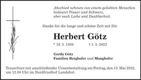 Traueranzeige Herbert Götz