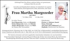 Traueranzeige Martha Margezeder