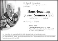 Traueranzeige Hans-Joachim Sommerfeld