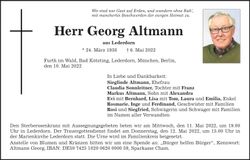 Traueranzeige Georg Altmann