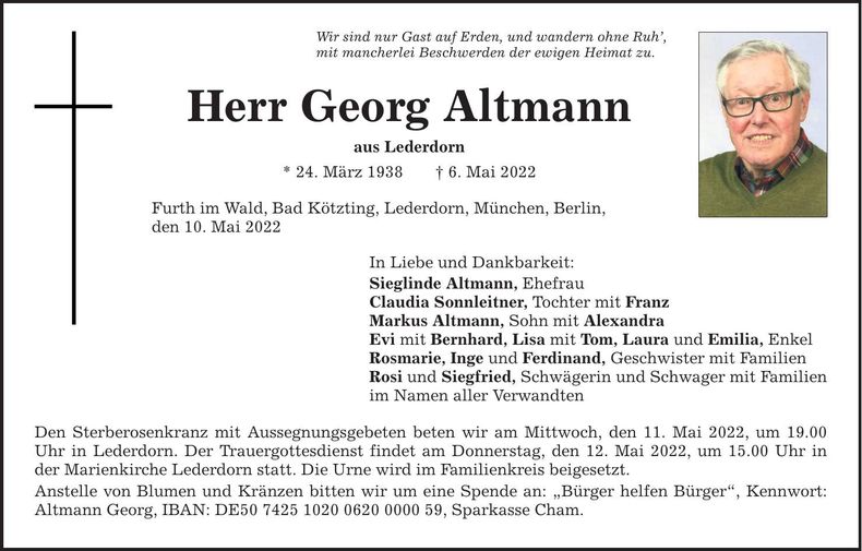 Traueranzeige Georg Altmann