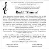Traueranzeige Rudolf Simmerl