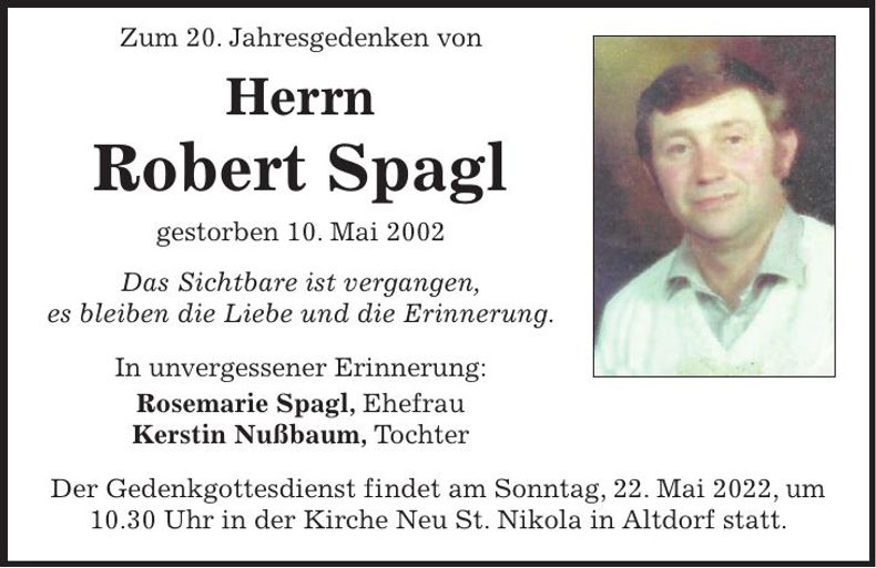 Traueranzeige Robert Spagl